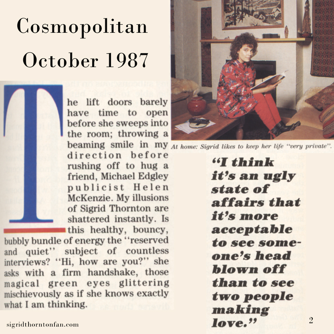 Sigrid Thornton Cosmopolitan Oct 1987 