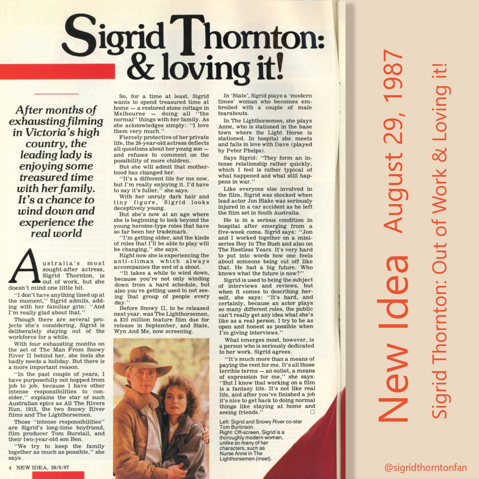 New Idea Aug 29, 1987 - Sigrid Thornton