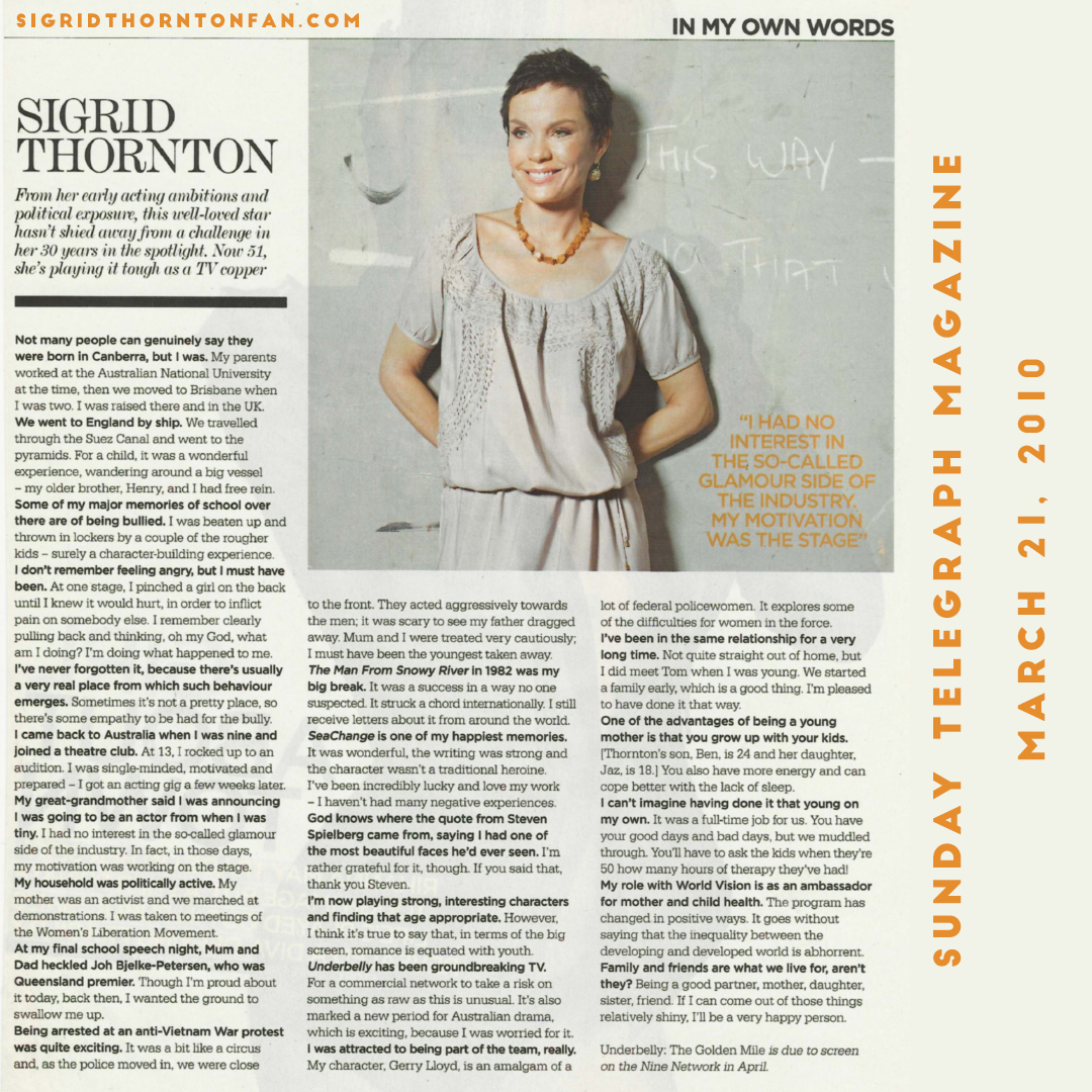 Sigrid Thornton Sunday Telegraph