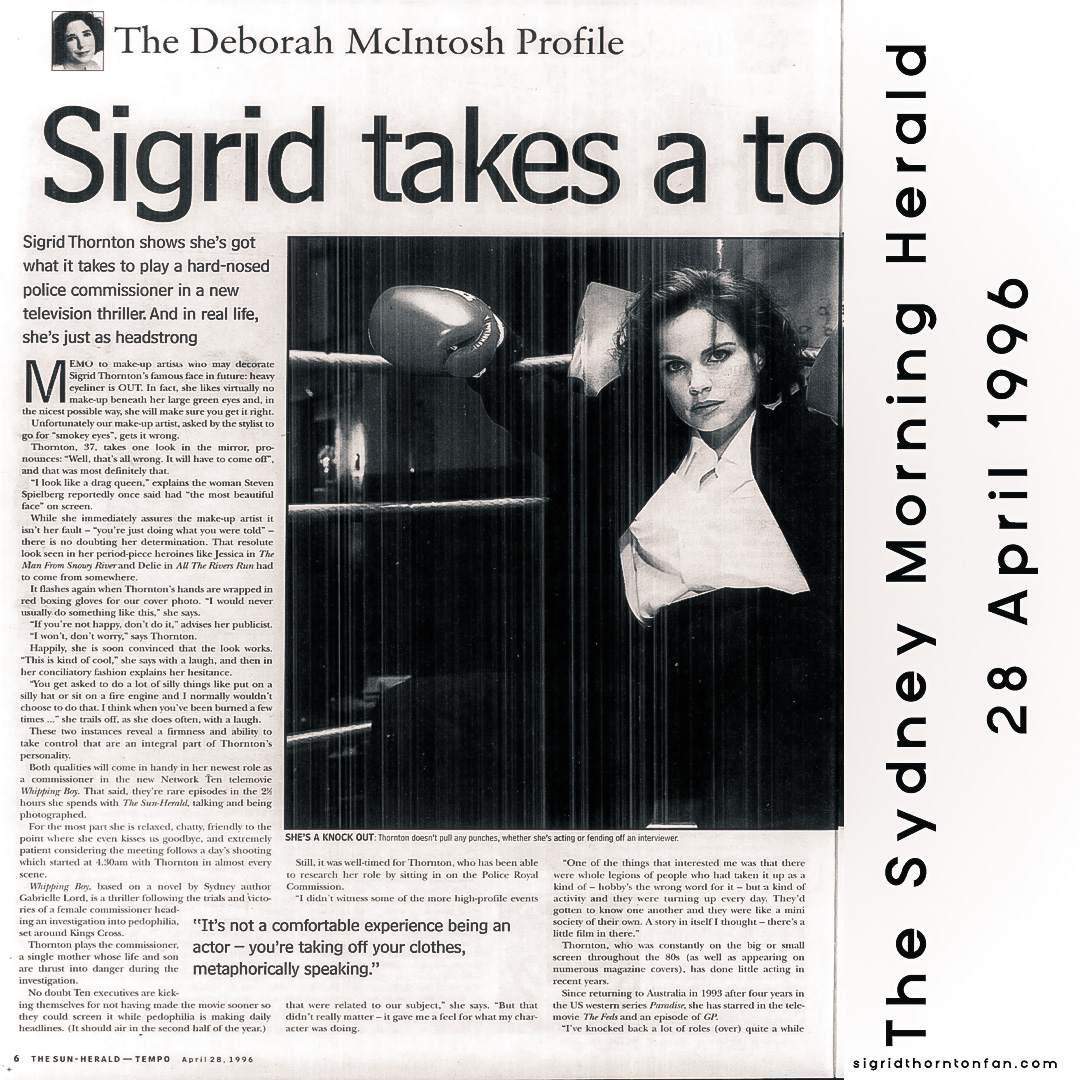 Sigrid Thornton Sydney Morning Herald April 28 1996