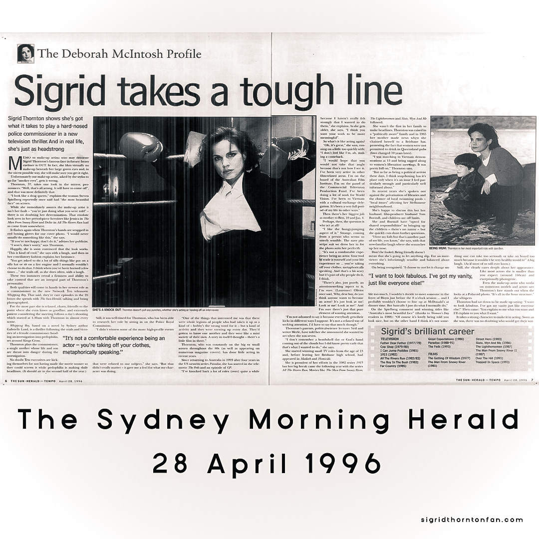 Sigrid Thornton Sydney Morning Herald April 28 1996