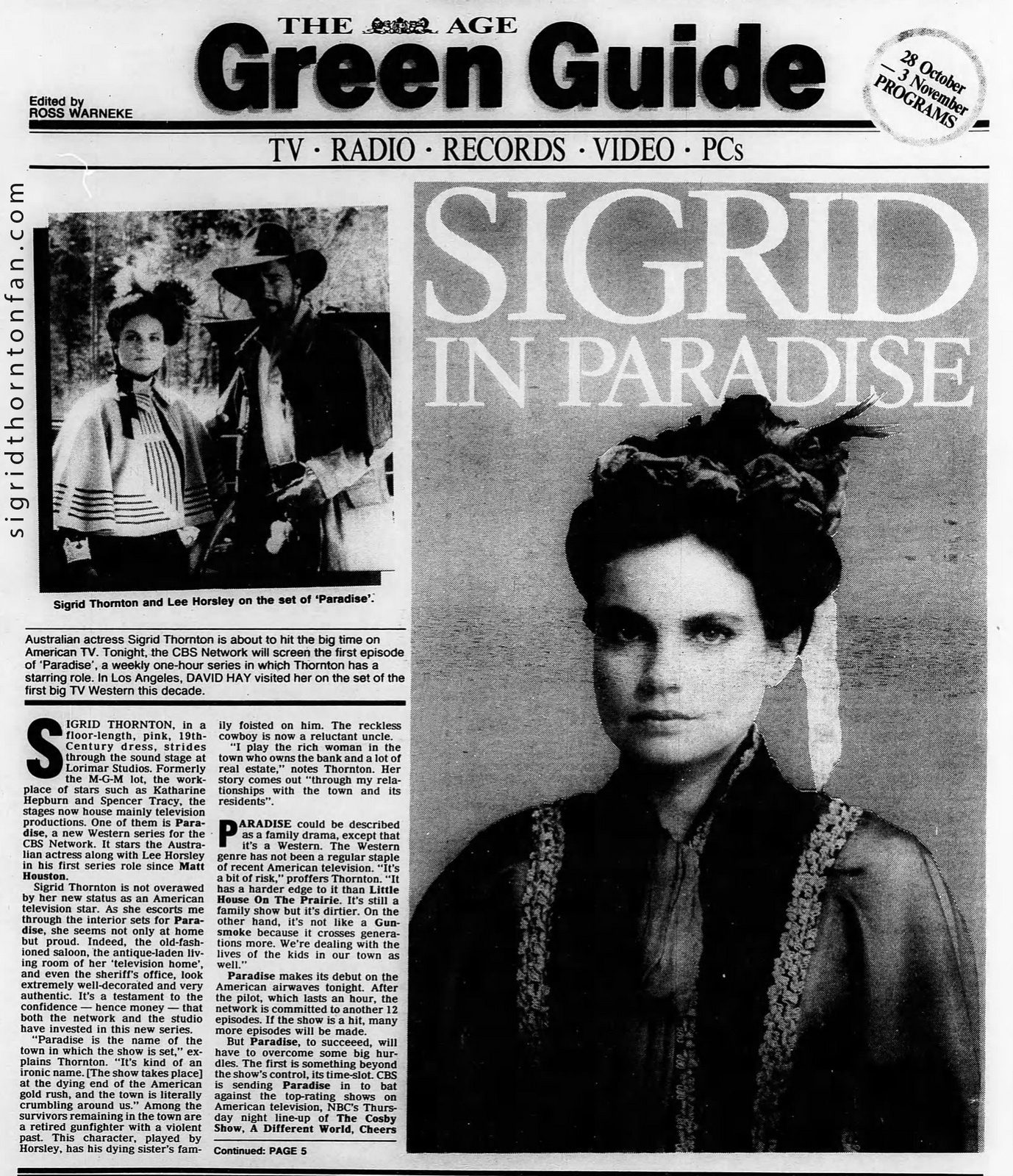 Sigrid Thornton The Age 27 Oct 1988