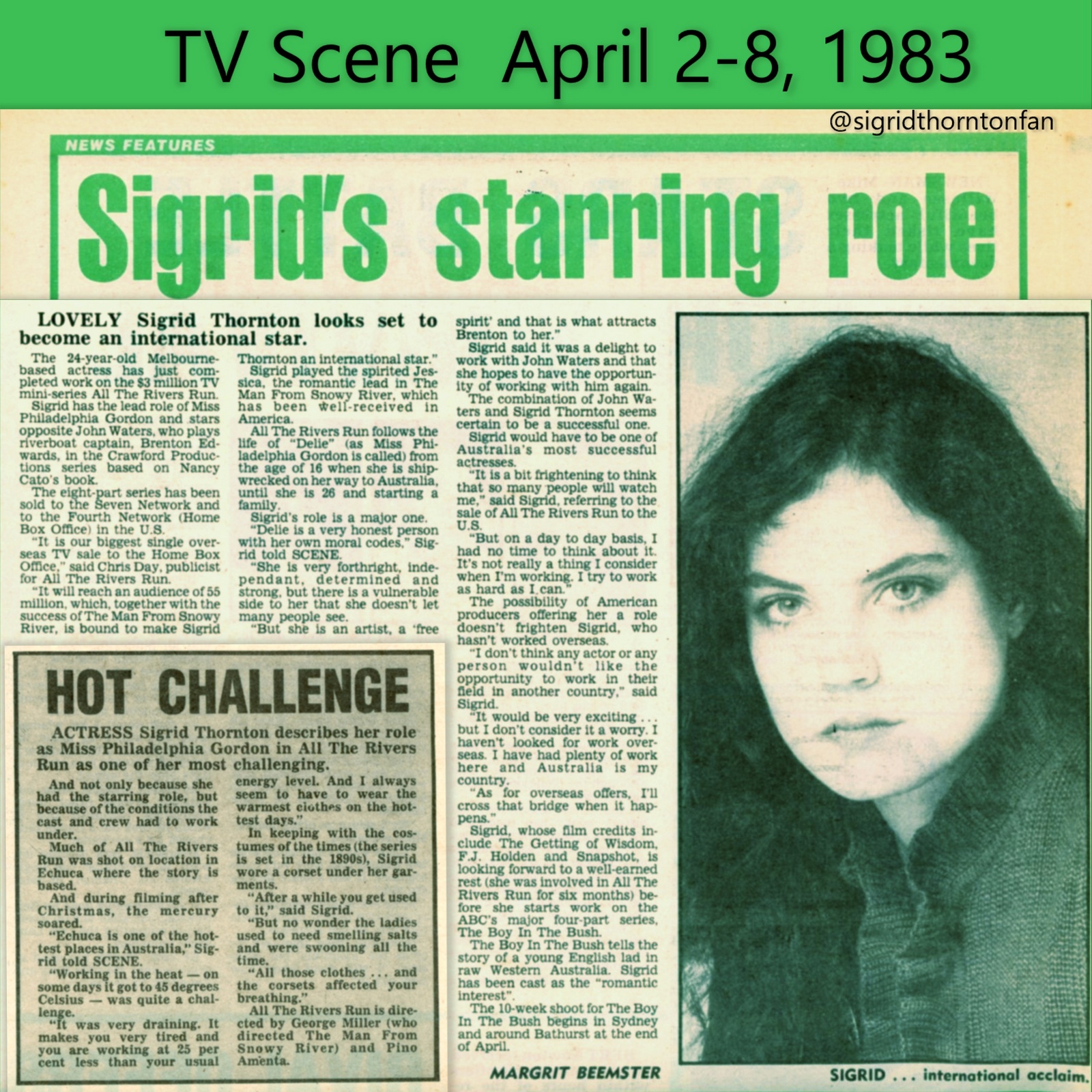 TV Scene April 2-8, 1983- Sigrid&apos;s starring role