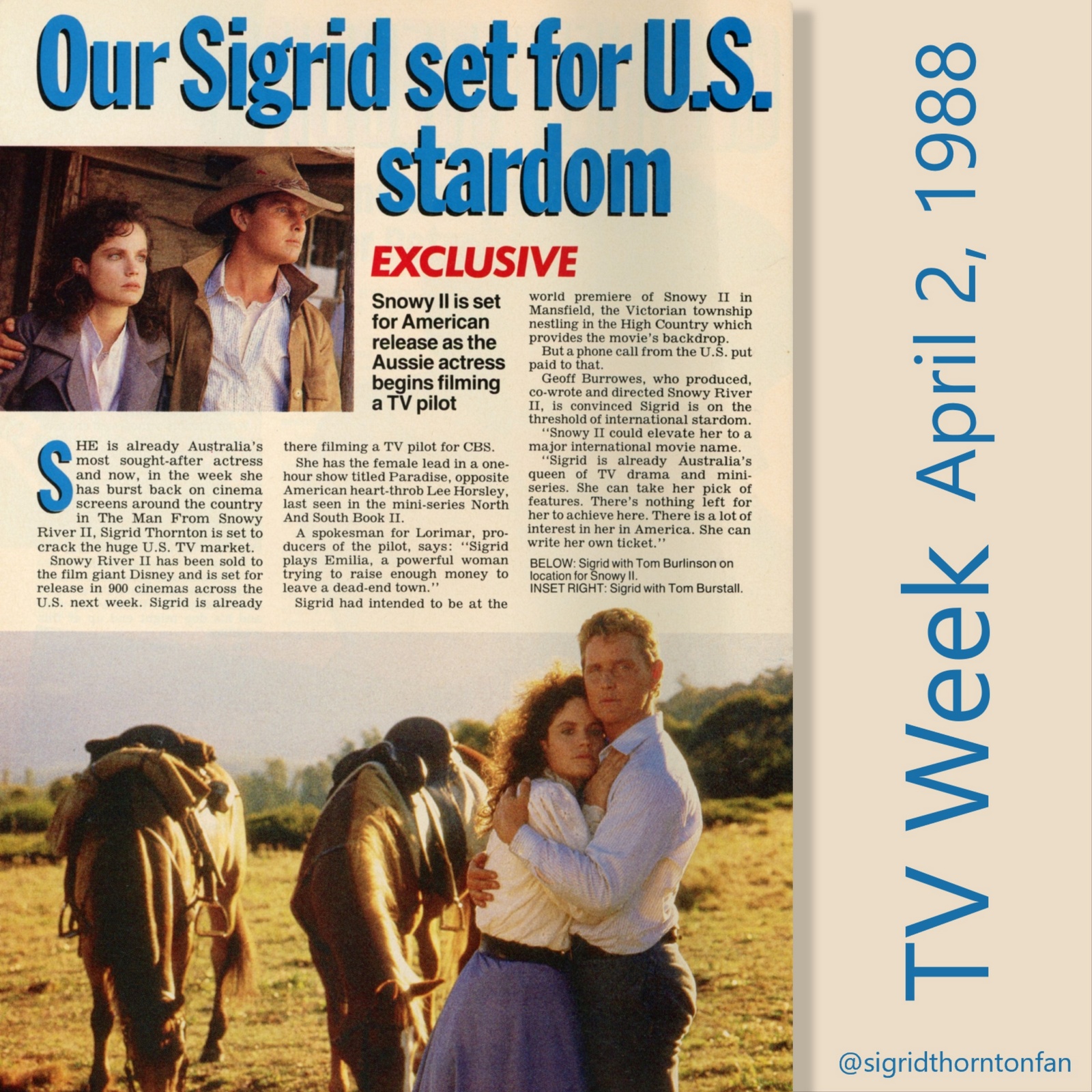 TV Week April 2, 1988 - Our Sigrid set for US stardom