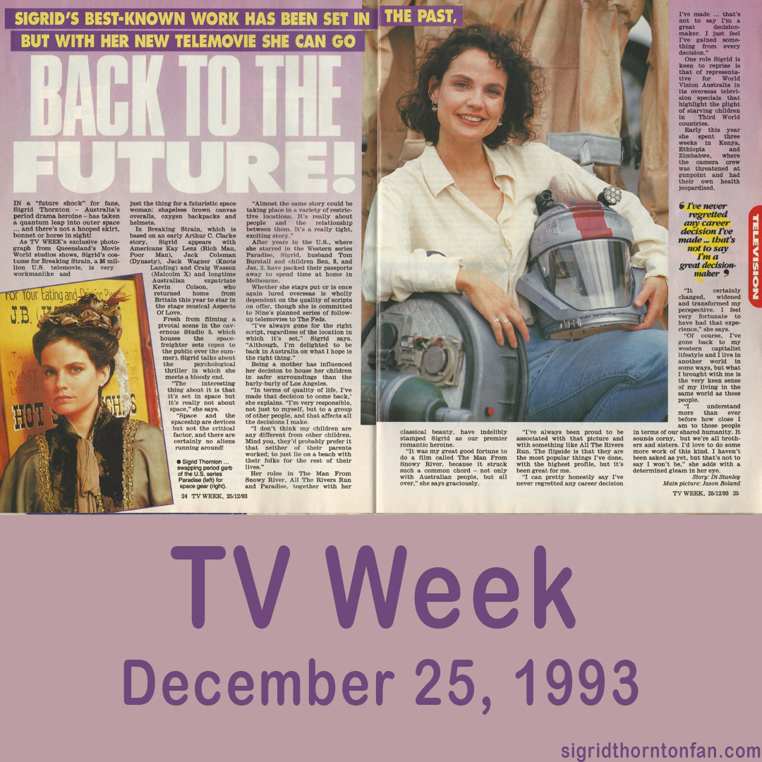 Sigrid Thornton TV Week Trapped in Space