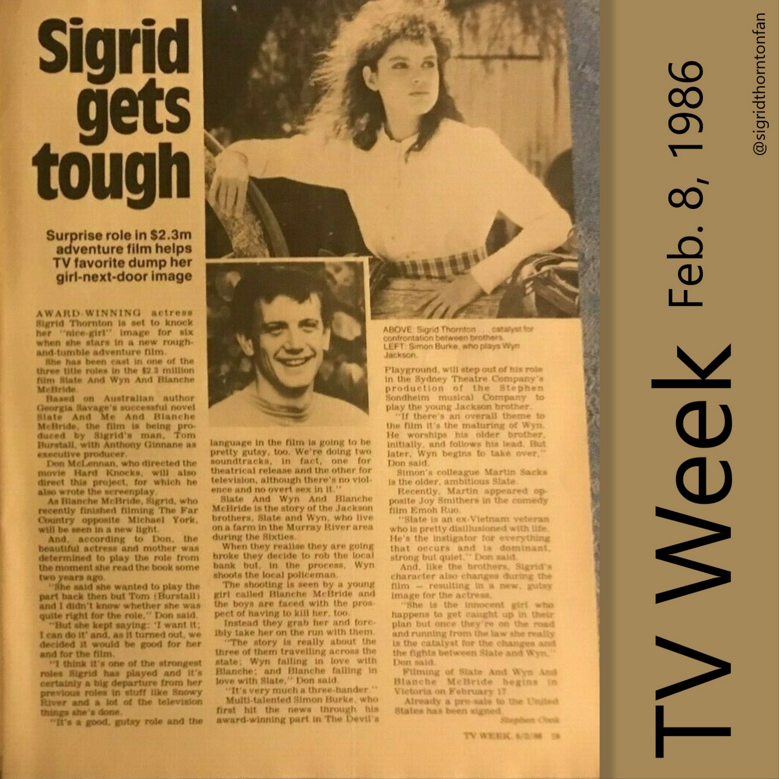 TV Week February 8, 1986 - Sigrid Gets Tough