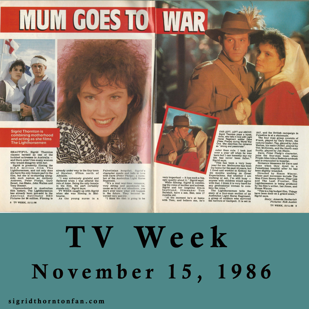 Sigrid Thornton - TV Week Nov 15 1986