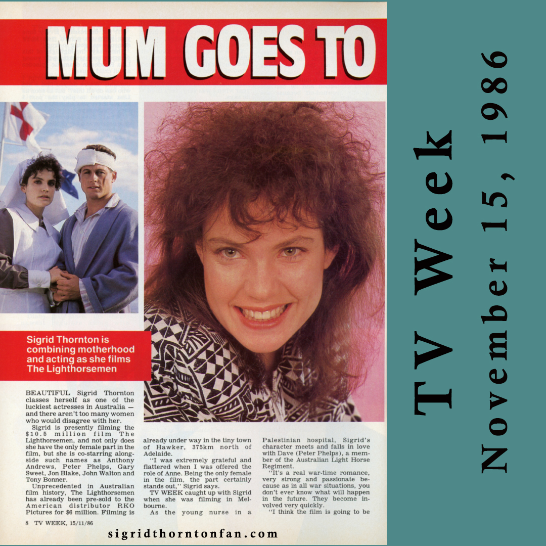 Sigrid Thornton - TV Week Nov 15 1986