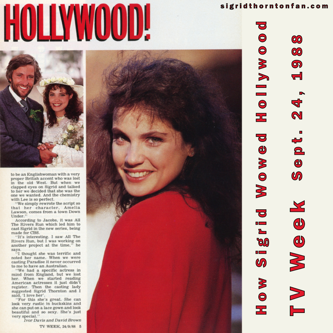 Sigrid Thornton TV Week Sept 24 1988