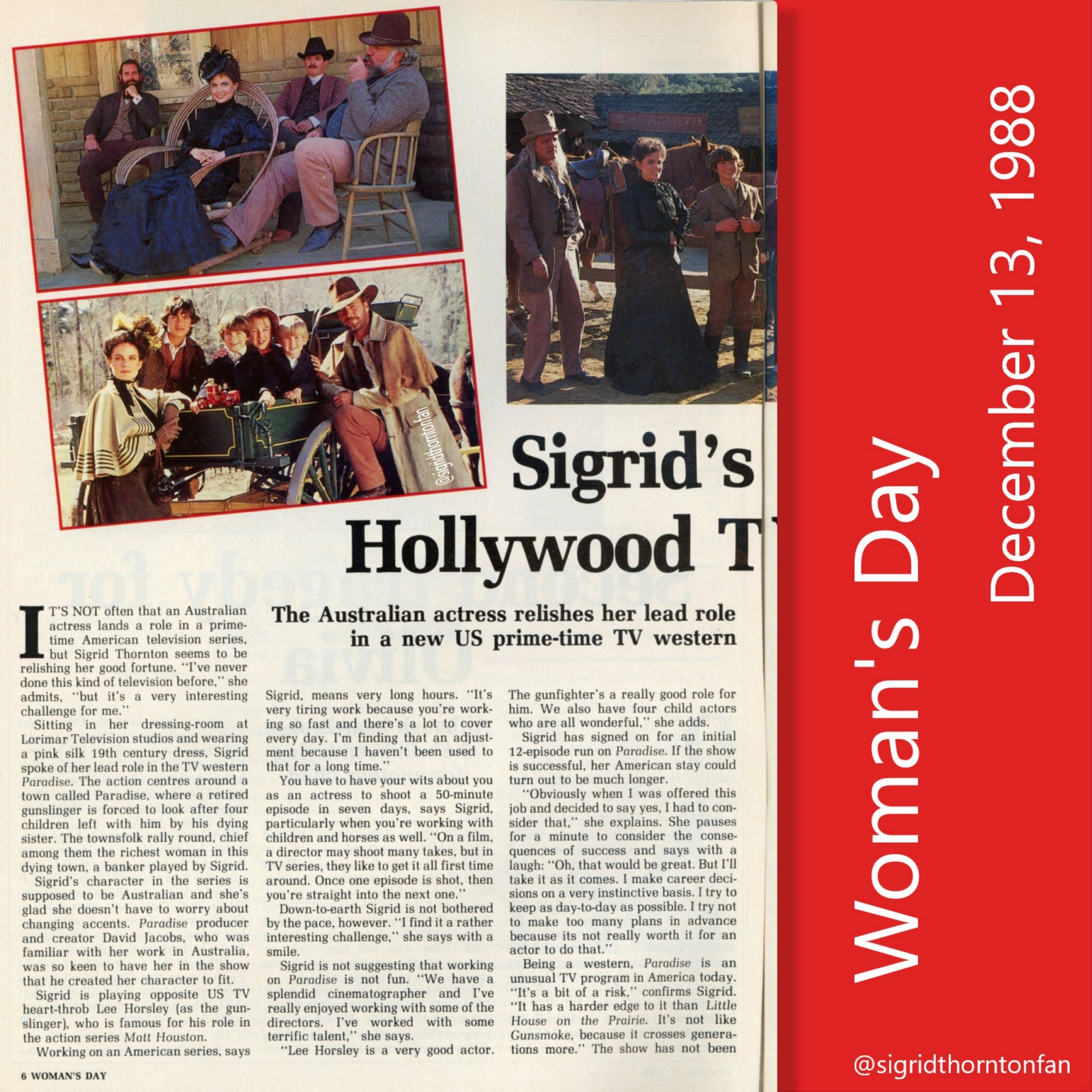 Sigrid Thornton - Woman&apos;s Day Dec 13, 1988