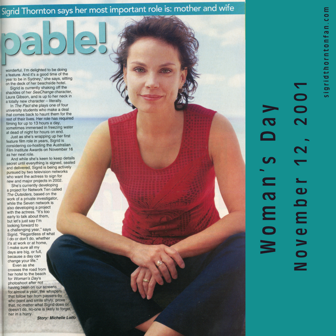 Sigrid Thornton Woman&apos;s Day Nov 12 2001