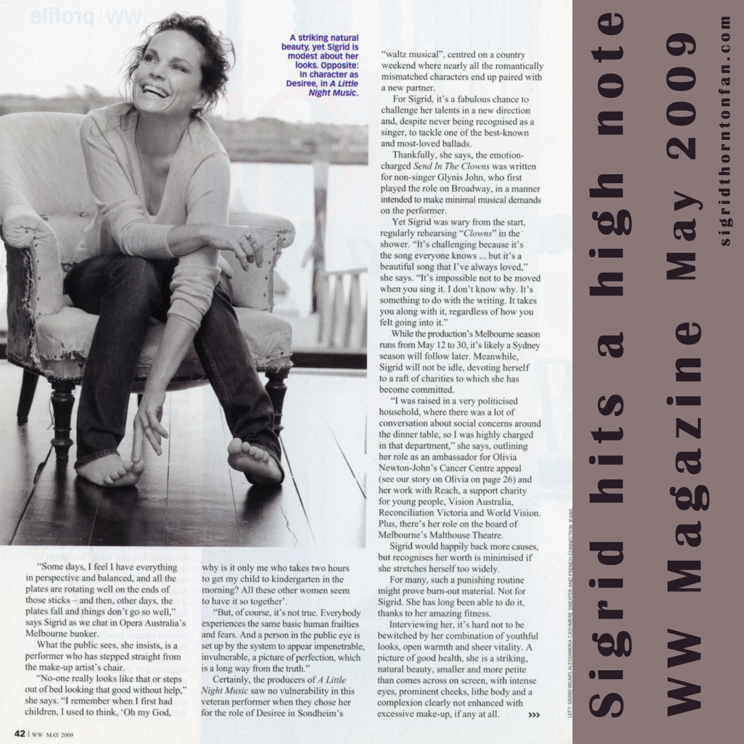 Sigrid Thornton WW magazine